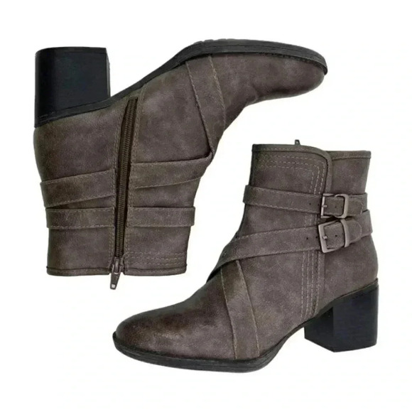 Natural Soul Naturalizer Zela Size 7.5 Strappy Ankle Boots Side Zip Block Heels - Picture 3 of 12